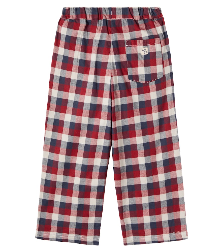 Wheat Sasha Checked Cotton Pants In Blue