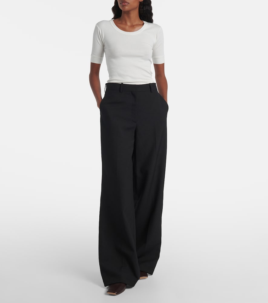 Calvin Klein Collection Ribbed-knit cotton-blend top