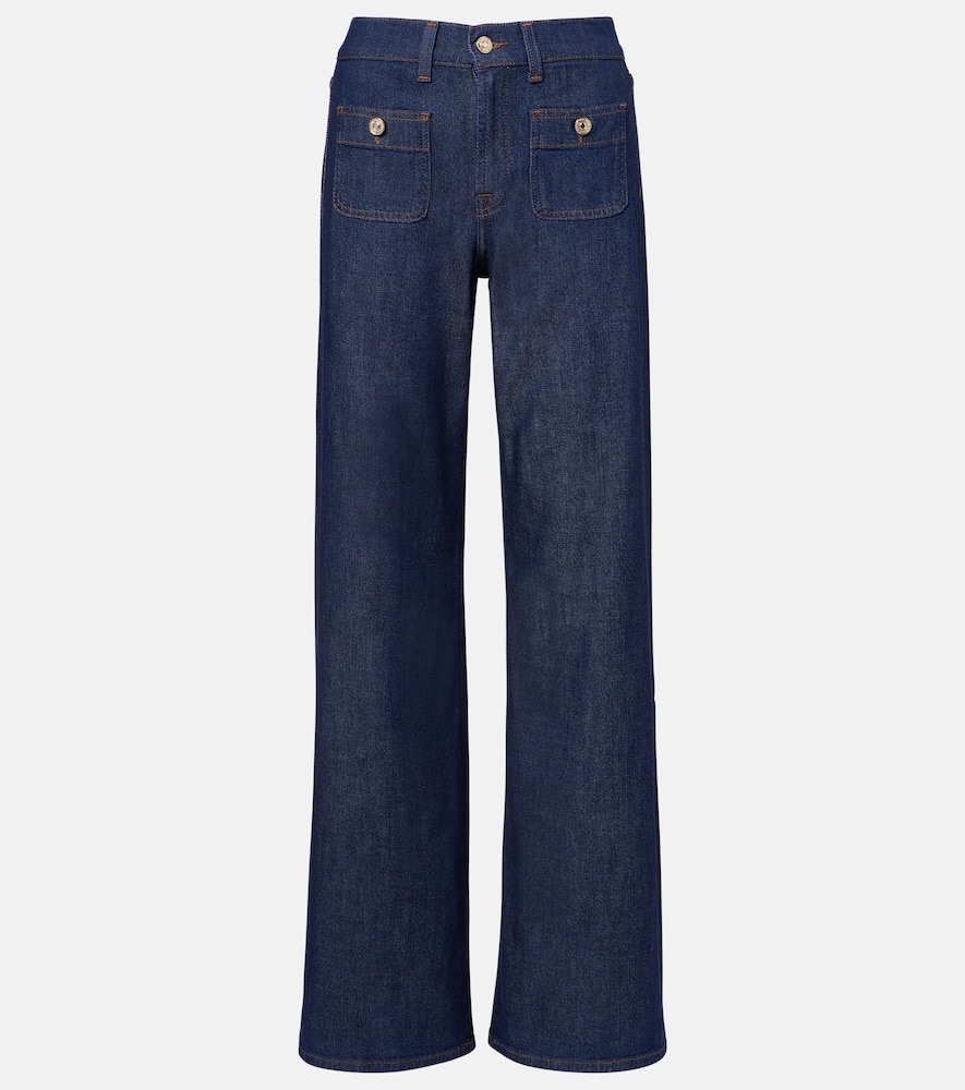 7 For All Mankind Lotta Tailorless Mid-rise Wide-leg Jeans In Blue