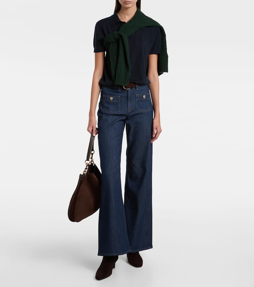 7 For All Mankind Lotta Tailorless Mid-rise Wide-leg Jeans In Blue