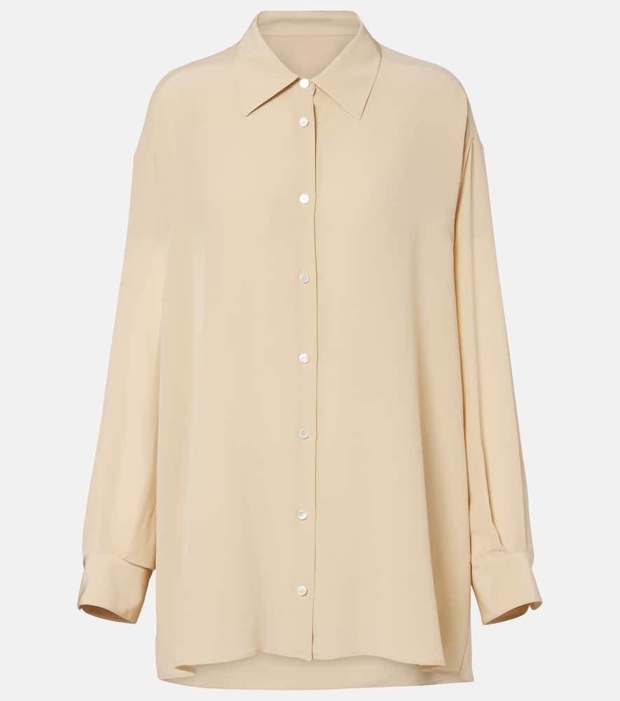 The Row Andra Oversized Silk Shirt In Neutral