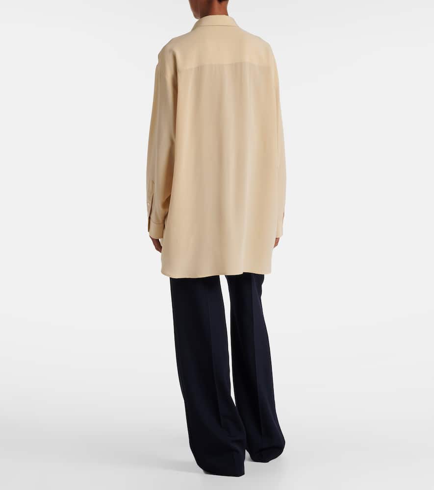 The Row Andra Oversized Silk Shirt In Neutral