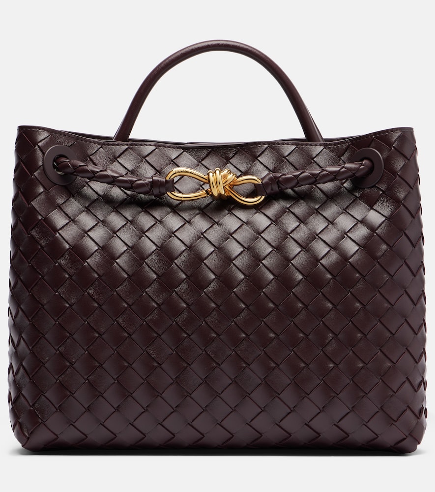 Bottega Veneta Andiamo Intrecciato Medium Leather Tote Bag In Burgundy