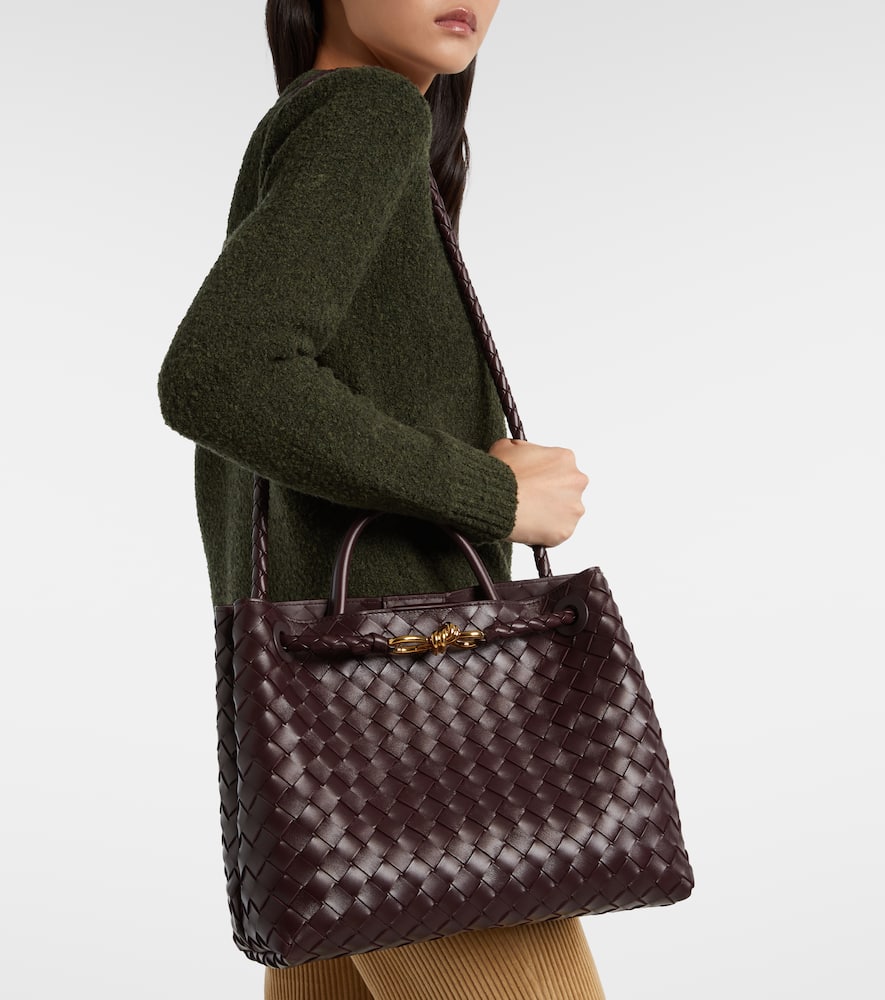Bottega Veneta Andiamo Intrecciato Medium Leather Tote Bag In Burgundy