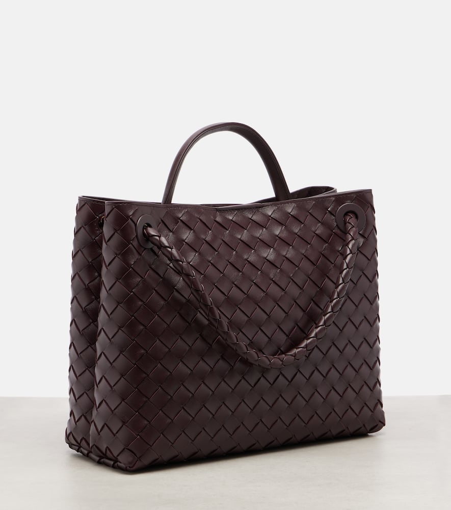 Bottega Veneta Andiamo Intrecciato Medium Leather Tote Bag In Burgundy