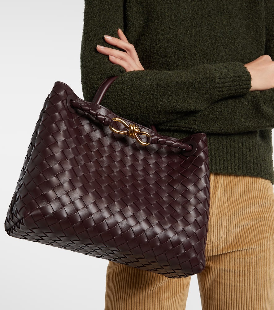 Bottega Veneta Andiamo Intrecciato Medium Leather Tote Bag In Burgundy