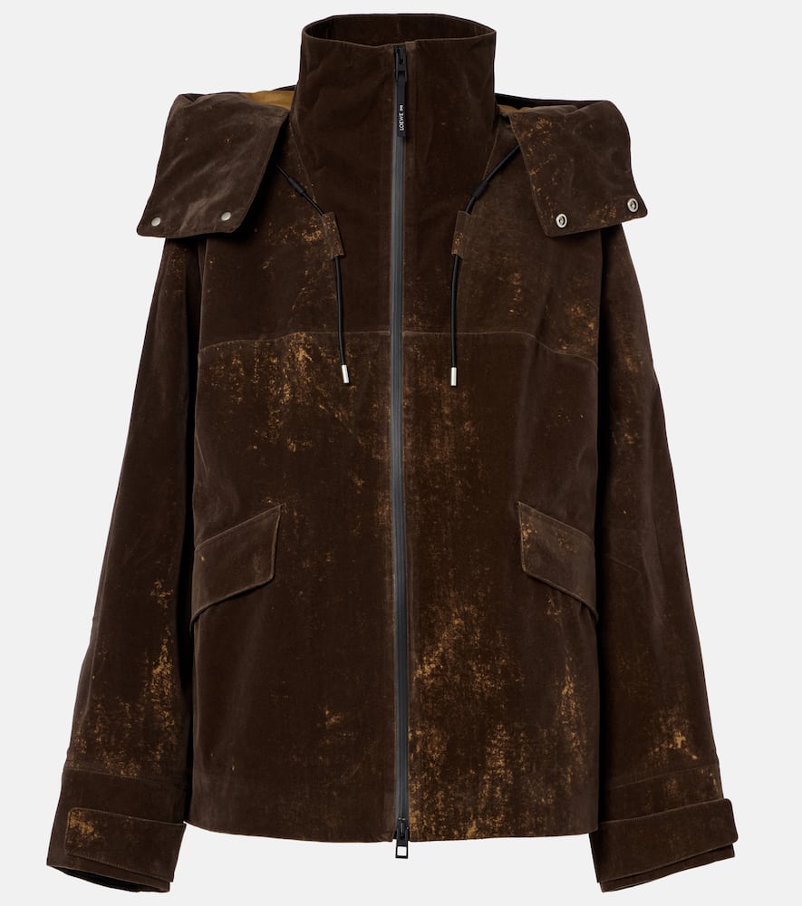 Loewe X On Hooded Oversized Jacket In Brown