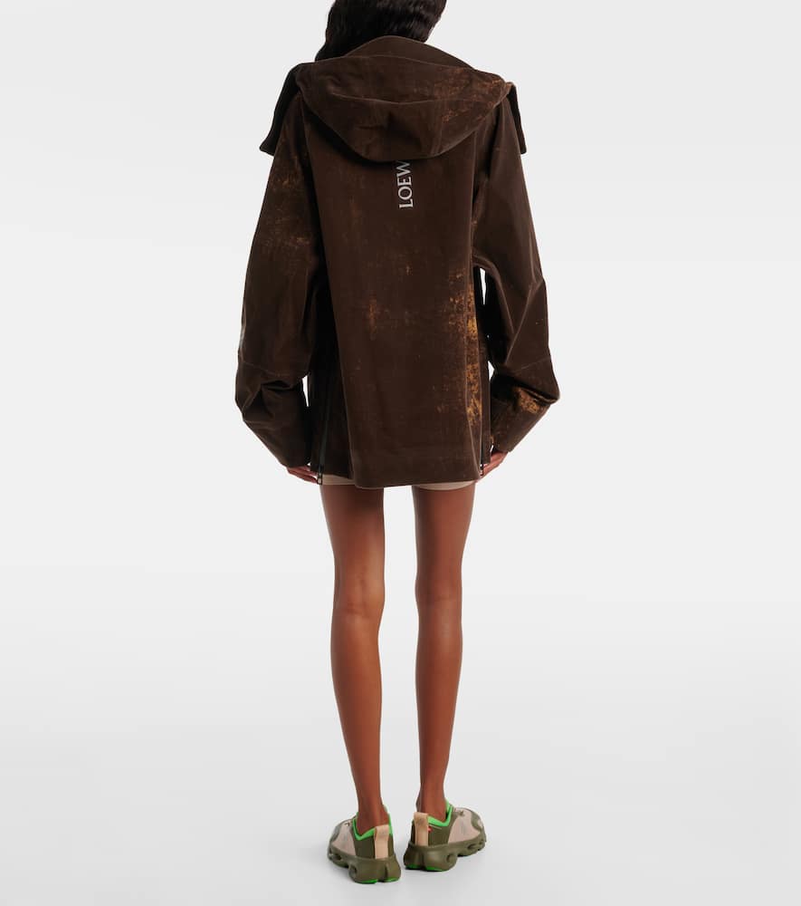Loewe X On Hooded Oversized Jacket In Brown