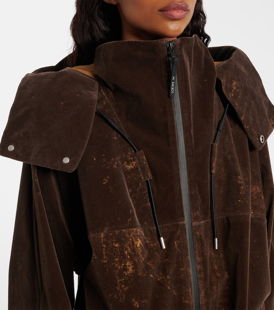 Loewe X On Hooded Oversized Jacket In Brown