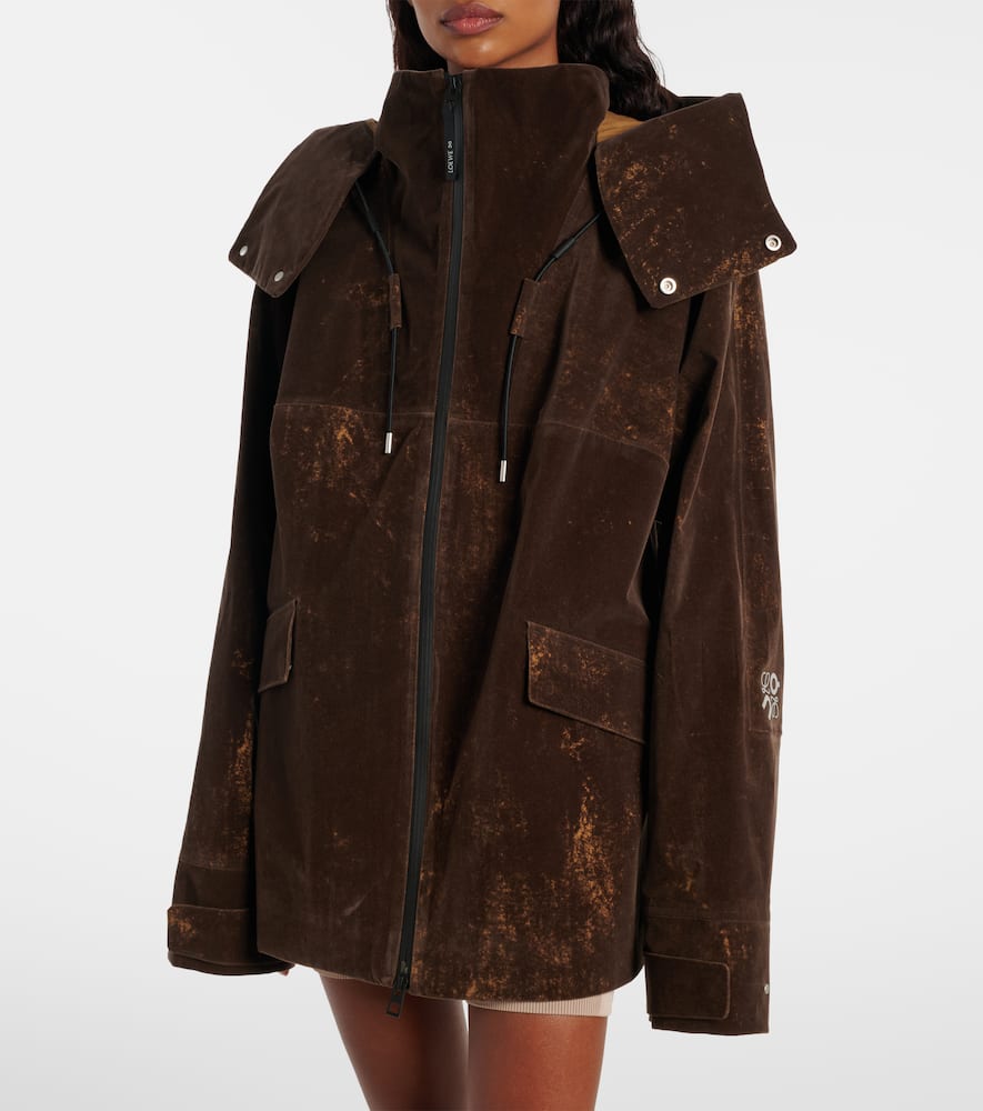 Loewe X On Hooded Oversized Jacket In Brown