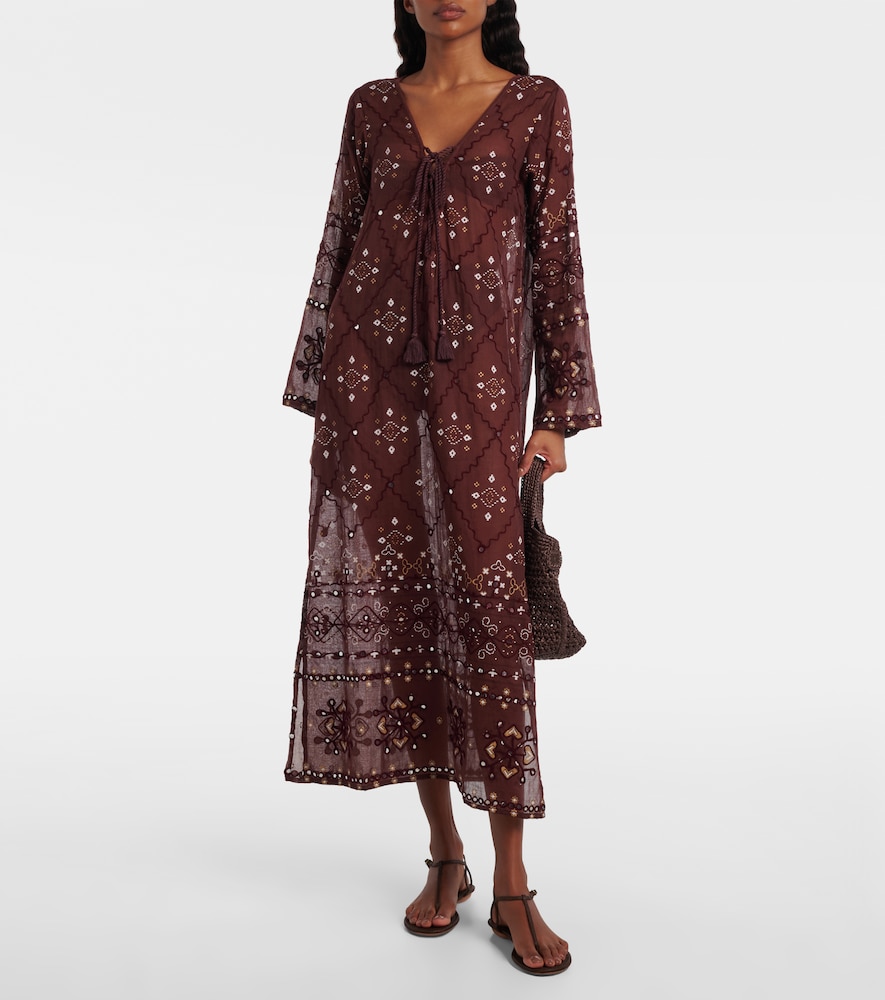 Juliet Dunn Embroidered cotton kaftan