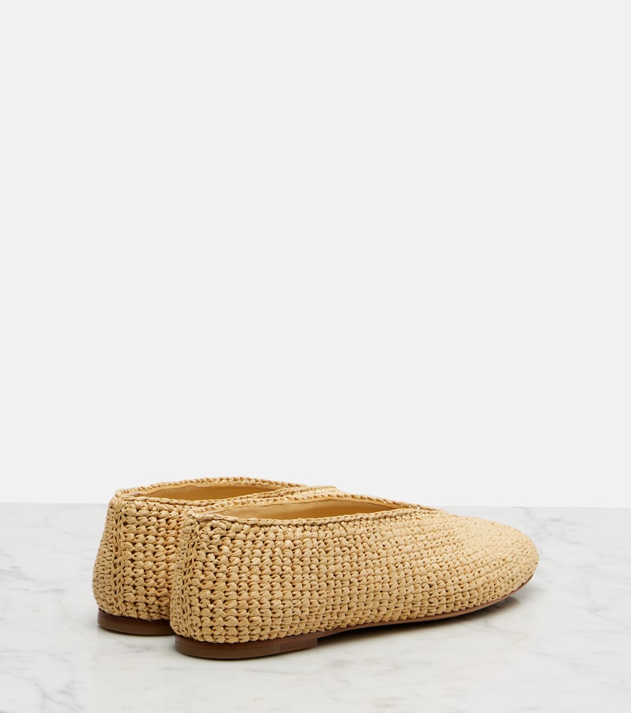 Bottega Veneta Bottega Veneta Rosa Raffia Ballet Flats 