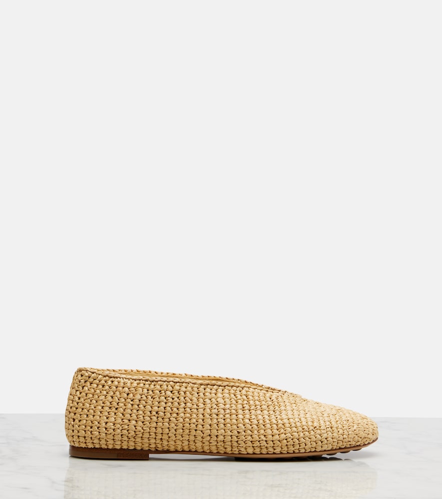  Bottega Veneta Bottega Veneta Rosa Raffia Ballet Flats 