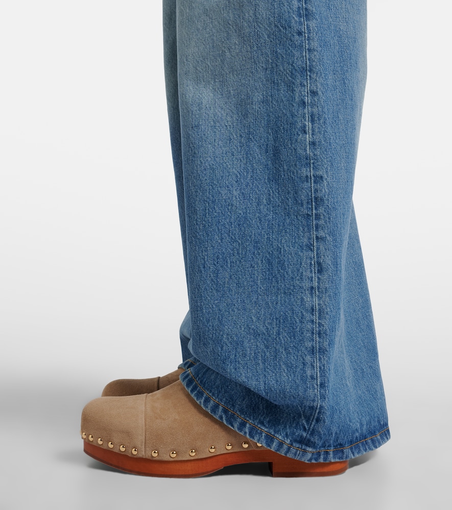 Chloé Jeannette 40 Embellished Suede Clogs
