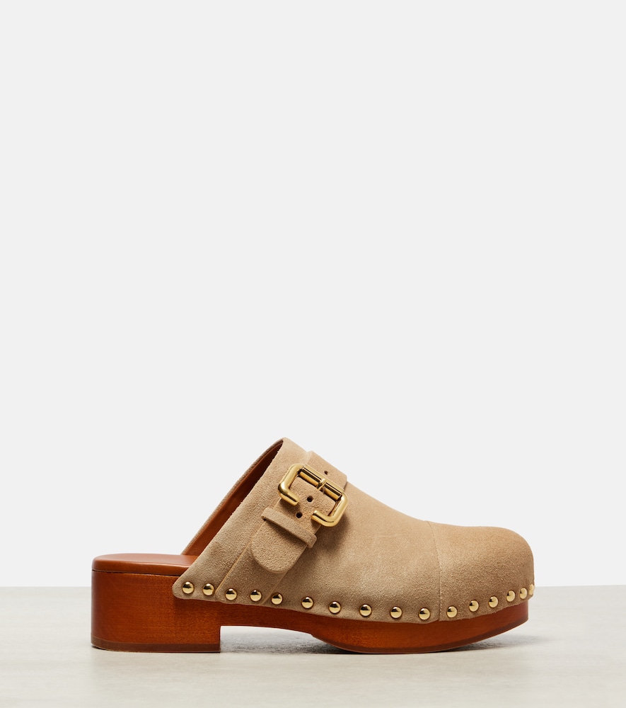 Chloé Jeannette 40 Embellished Suede Clogs