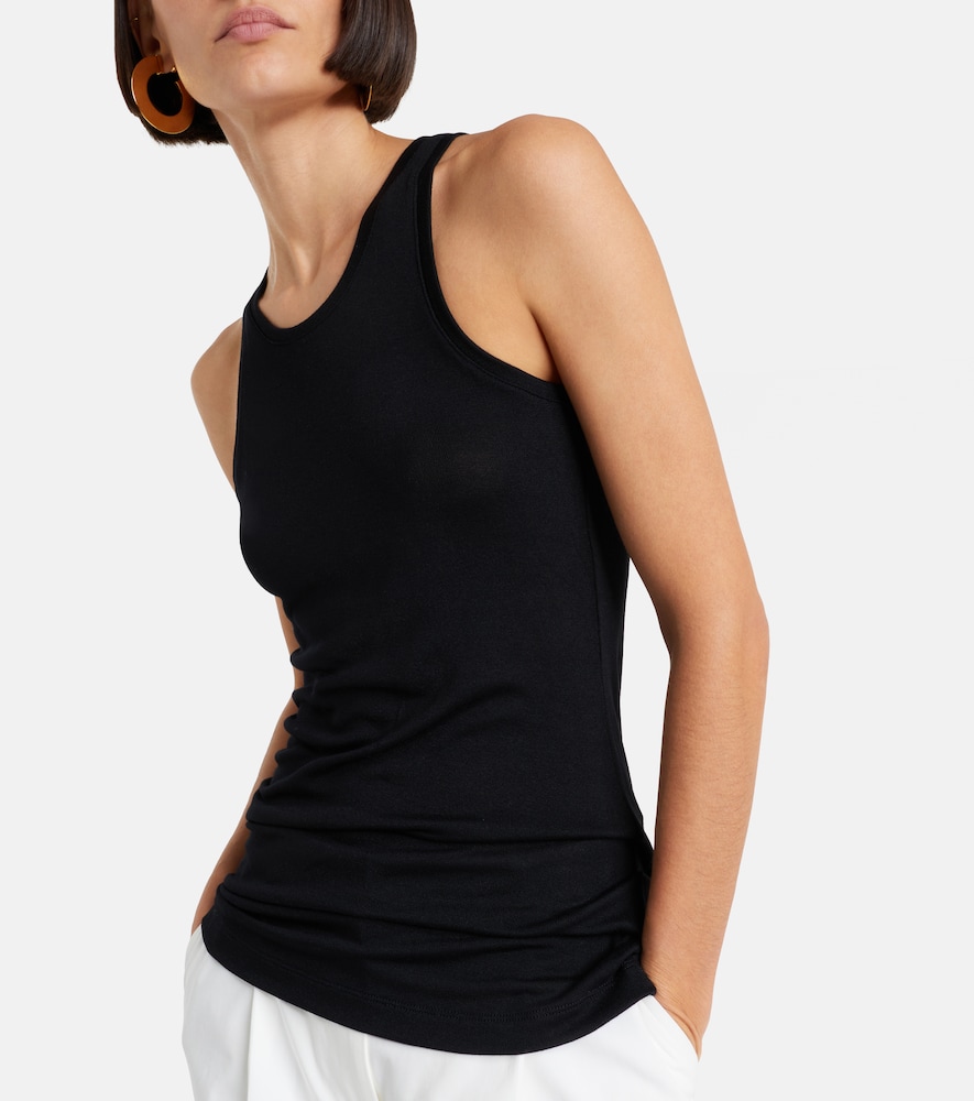Curved Ribbed-Knit Tank Top