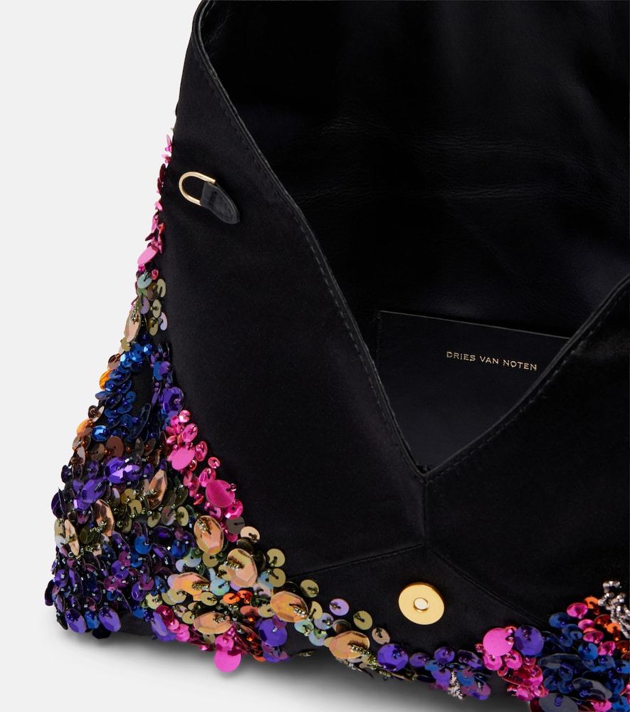  Dries Van Noten Dries Van Noten Envelope Medium Sequined Satin Clutch 