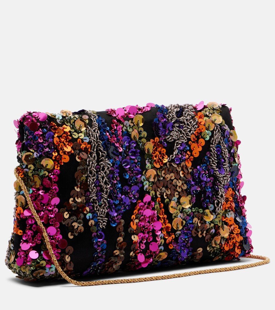  Dries Van Noten Dries Van Noten Envelope Medium Sequined Satin Clutch 
