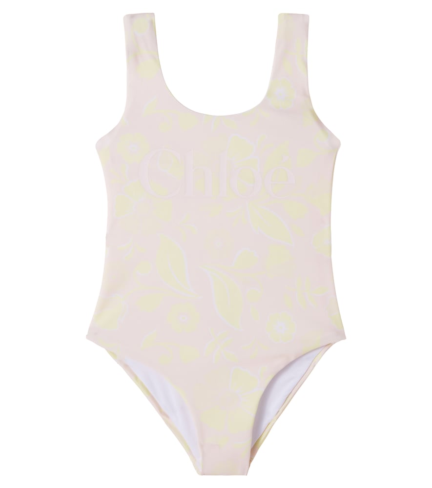 Chloe Kids Pink Logo Floral Swimsuit Y Size 8 - Mytheresa