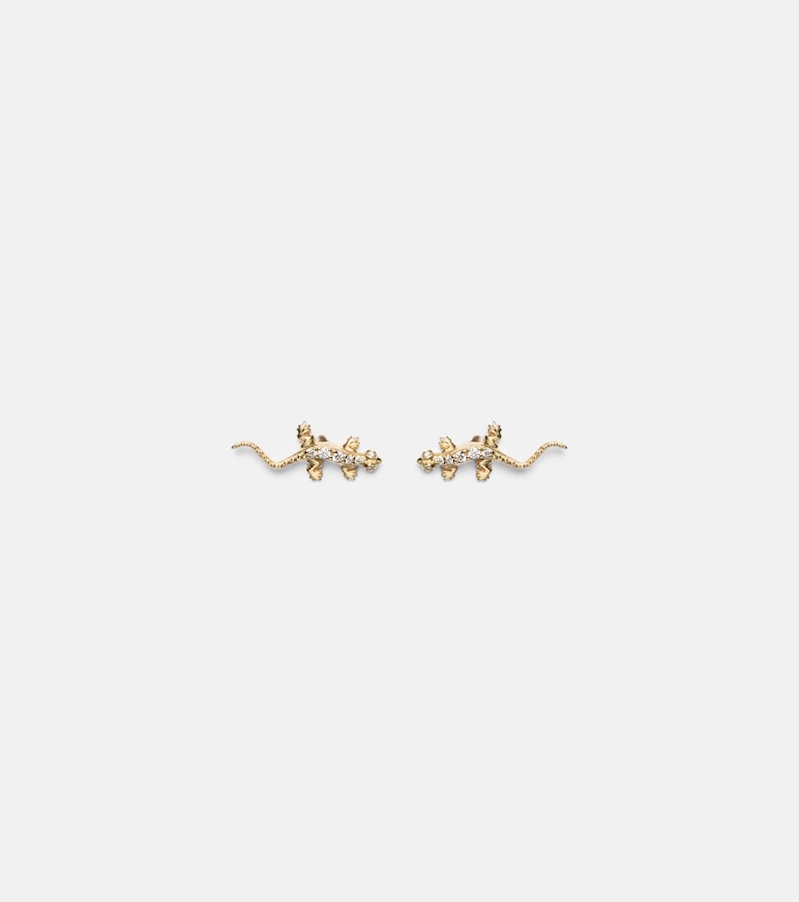 Sydney Evan Lizard 14kt gold stud earrings with diamonds