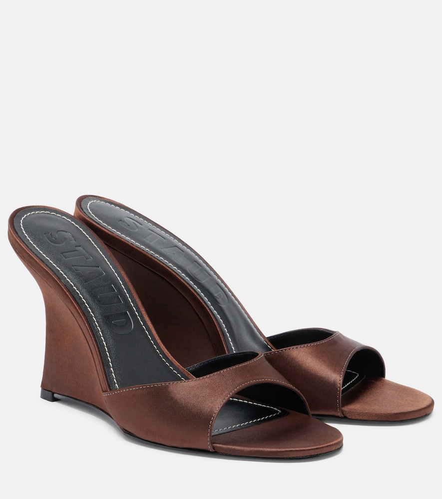 Mules Brigitte in satin con zeppa