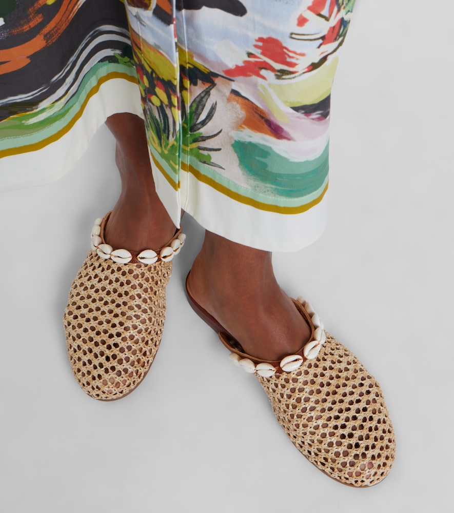 Ancient Greek Sandals Slipper embellished raffia mules