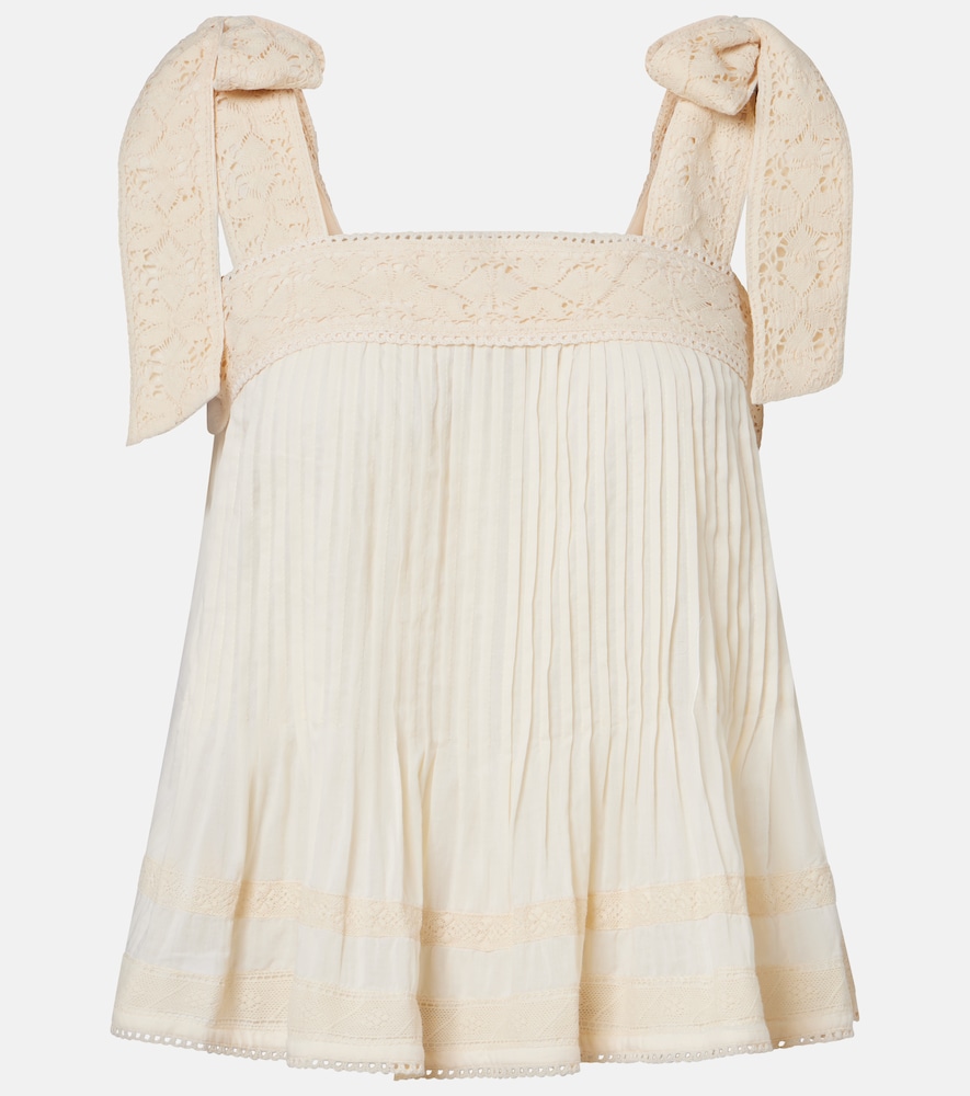 Juliet Dunn Lace-trimmed cotton top