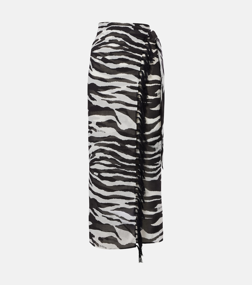 The Attico Zebra-print cotton muslin beach cover-up