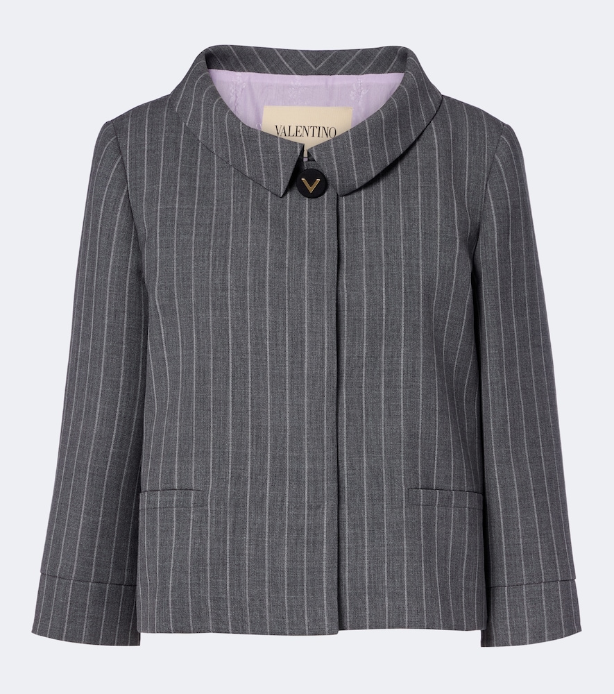Valentino Women's Grey Pinstripe Virgin Wool Jacket UK Size 18 - Mytheresa