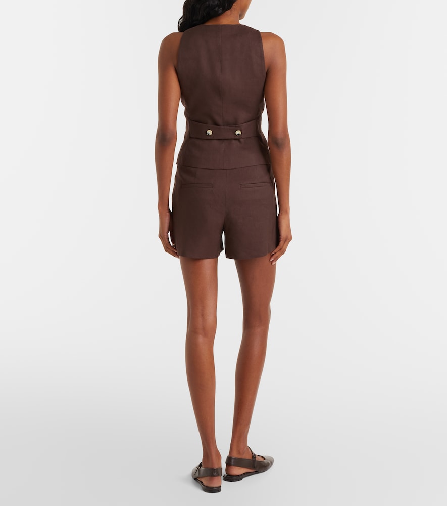  Veronica Beard Veronica Beard Haina Linen-blend Twill Shorts 