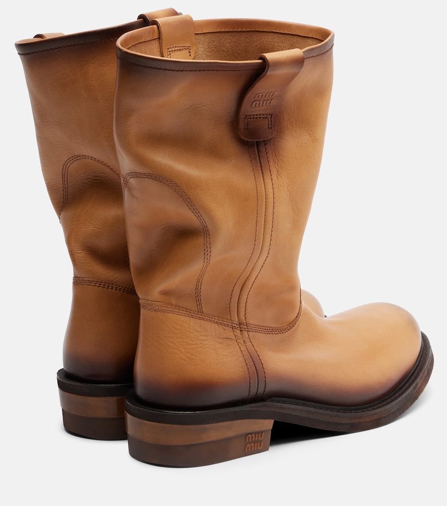  Miu Miu Miu Miu Foule Leather Ankle Boots 