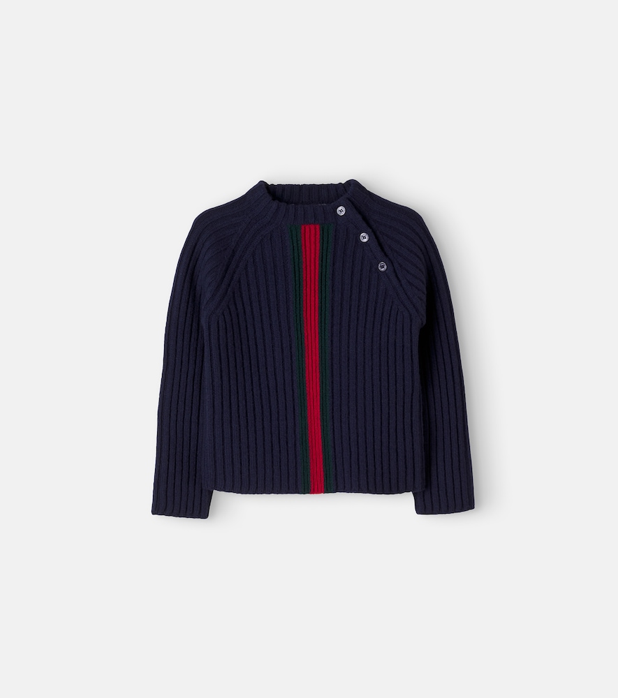 Pullover in lana jacquard a righe Web