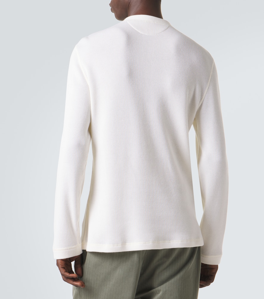 Waffle-Knit Cotton And Cashmere Henley Shirt