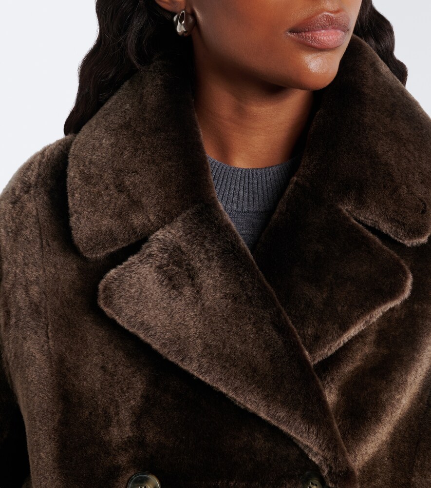 Double-Breasted Shearling Coat