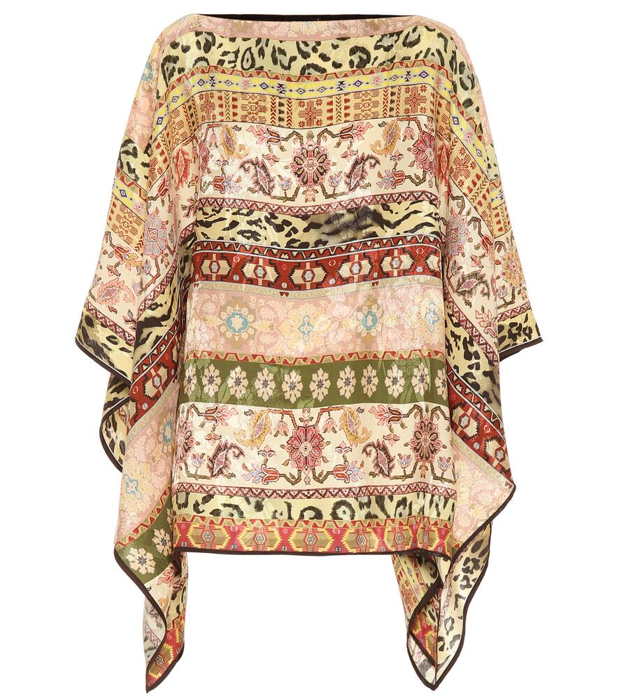 Click to view more detailed imagery on our partner's website Etro Printed Silk-blend Poncho In Beige