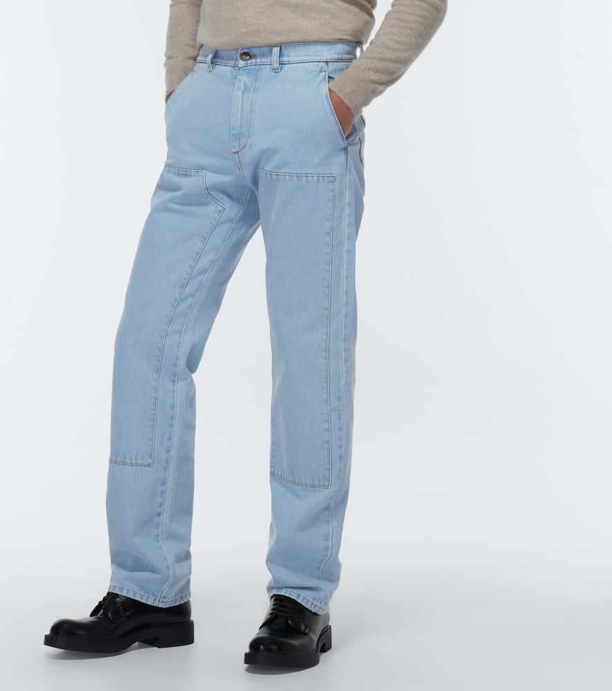 Shop Winnie New York Patchwork Straight Jeans In Light Blue