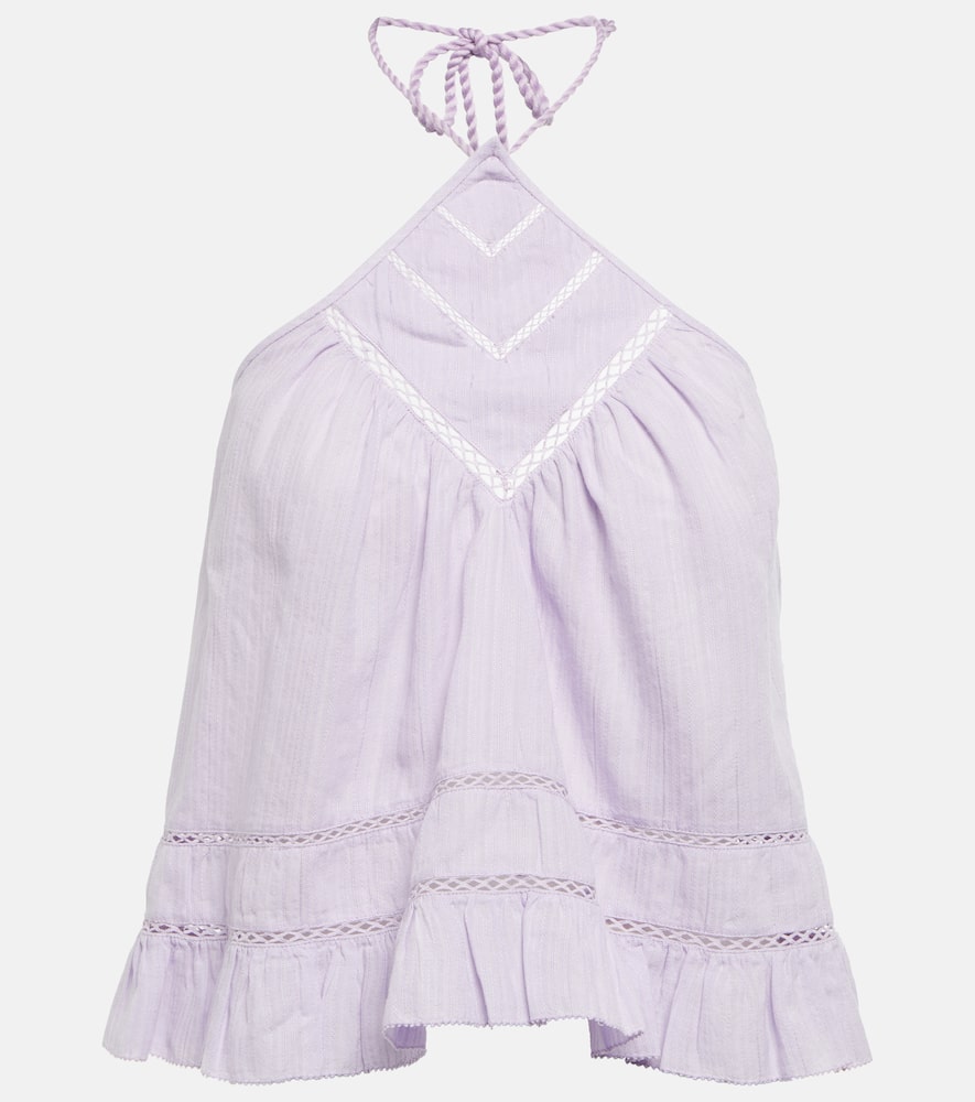 Shop Isabel Marant Étoile Lisio Halterneck Cotton-blend Top In Lilac