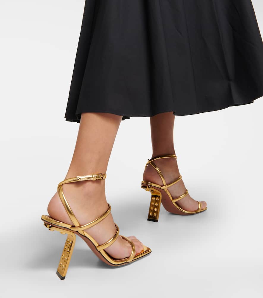 Alaïa Perfo Leather Sandals In Gold