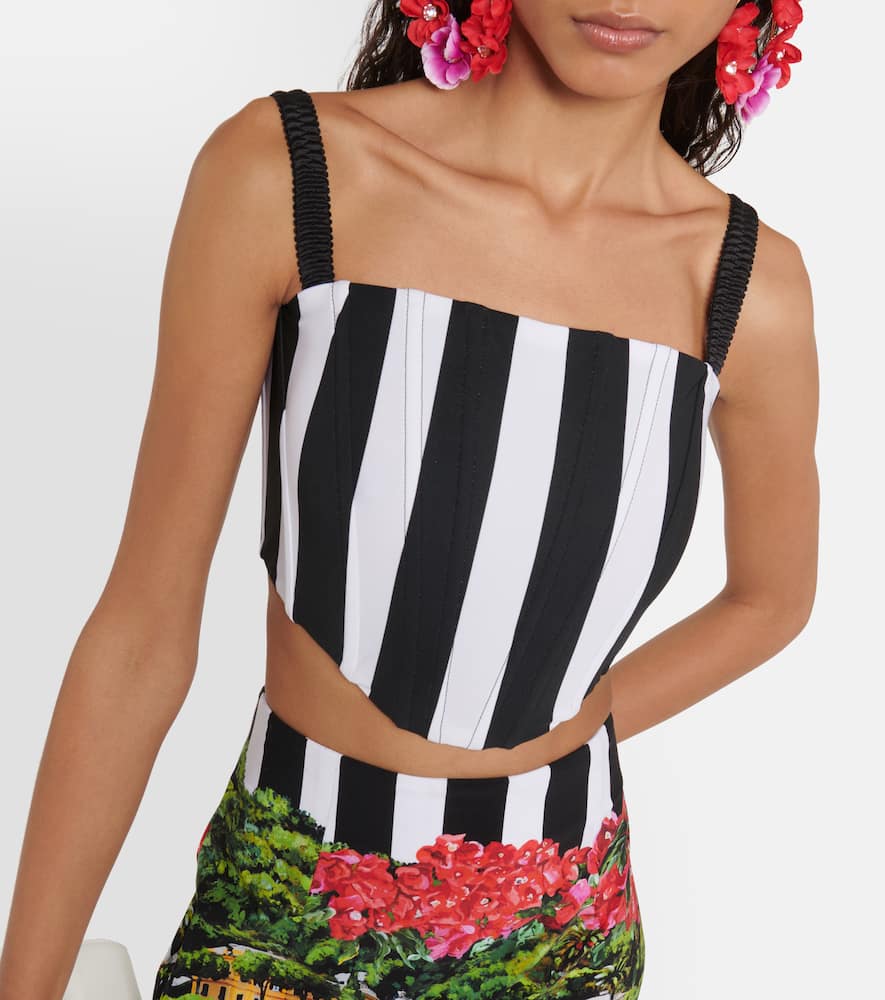 Dolce & Gabbana Portofino Striped Corset Top In Multicoloured