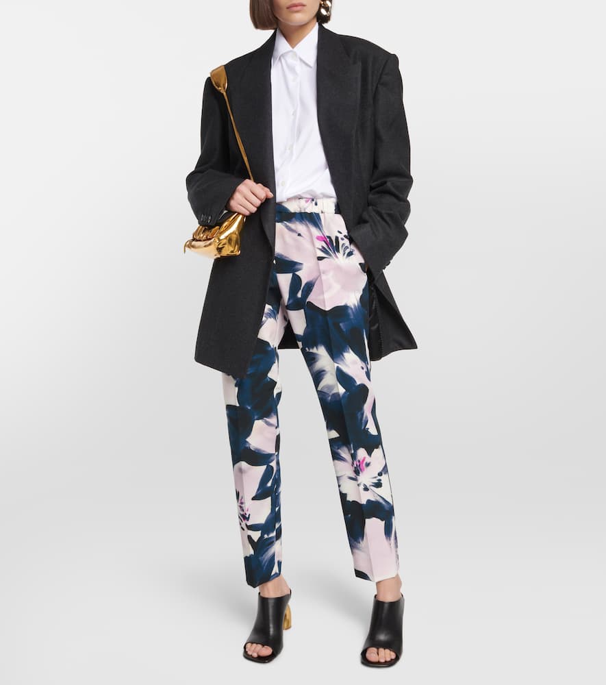 Shop Dries Van Noten Floral High-rise Slim Pants In Multicoloured