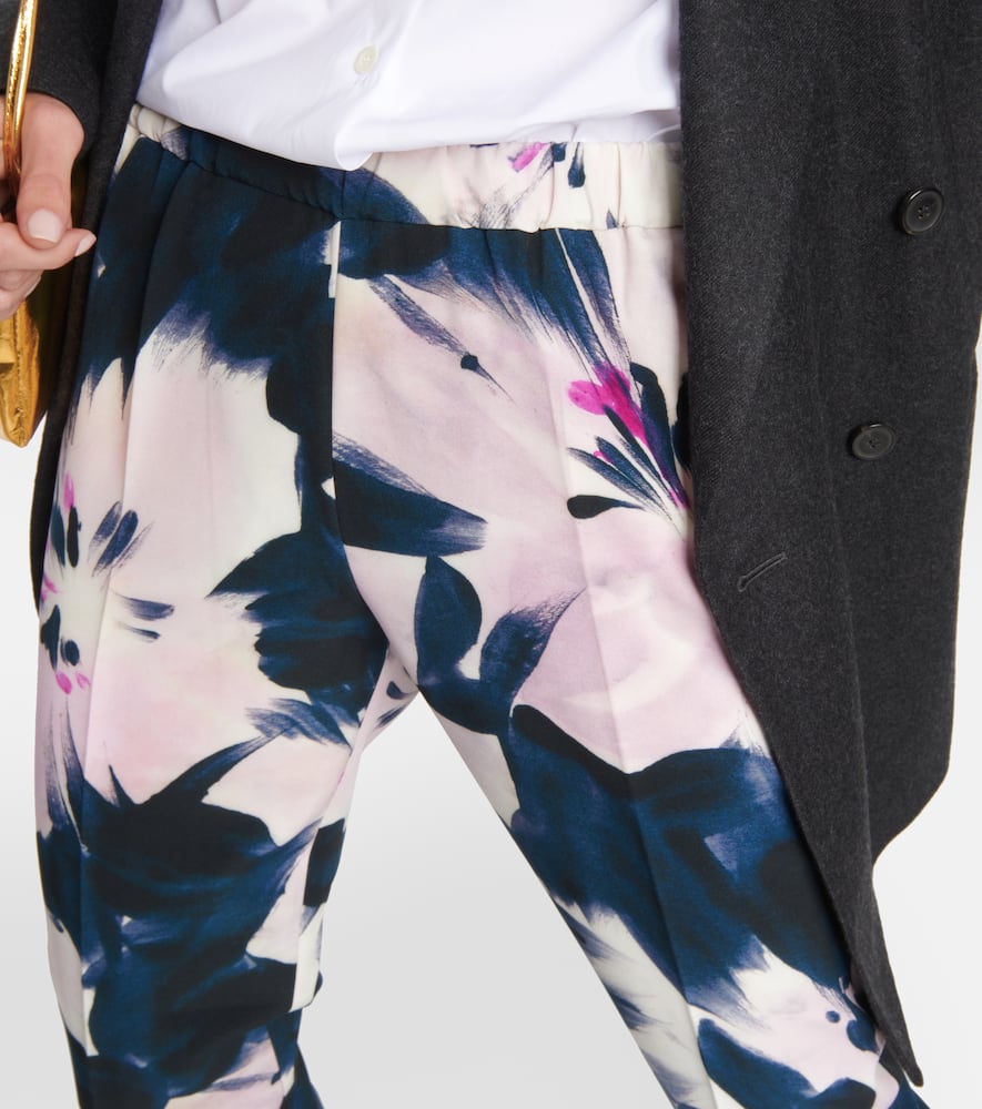 Shop Dries Van Noten Floral High-rise Slim Pants In Multicoloured