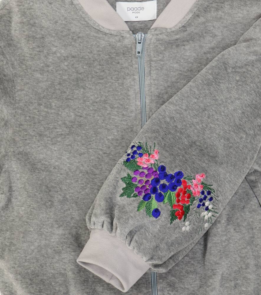 Paade Mode Bestickte Bomberjacke Aus Samt In Grey