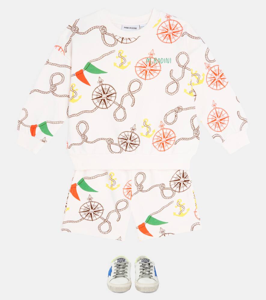 Mini Rodini Nautical Cotton Jersey Shorts In Multicolor