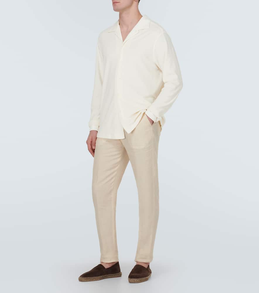 Zegna Light Beige Silk Cotton And Cashmere Shirt In White