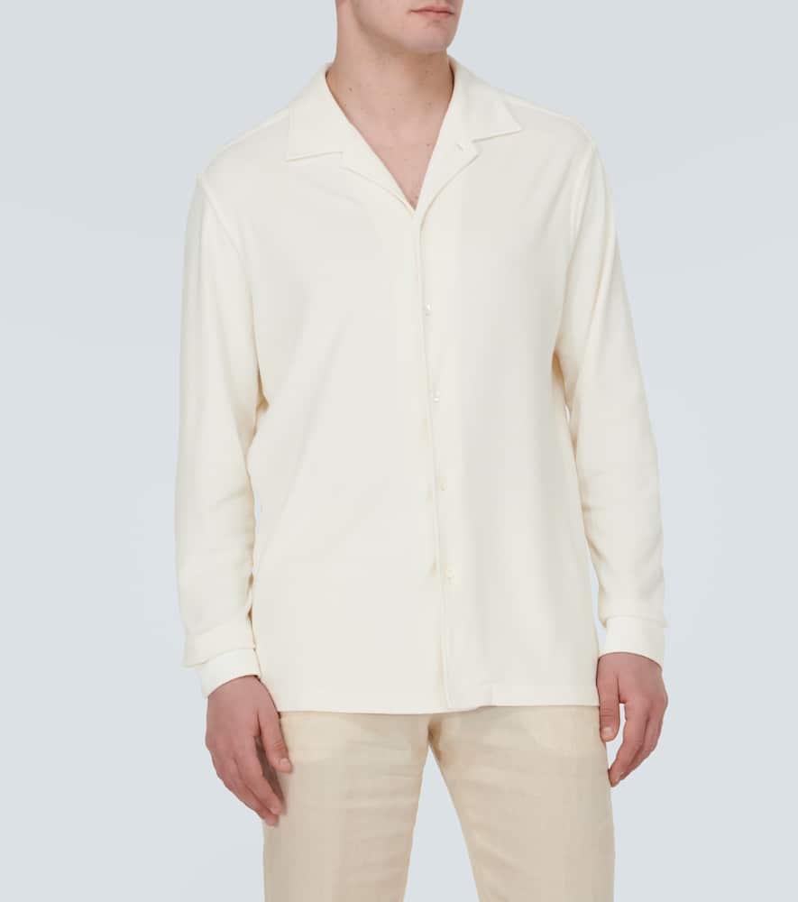 Zegna Light Beige Silk Cotton And Cashmere Shirt In White