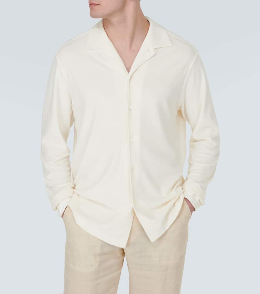 Zegna Light Beige Silk Cotton And Cashmere Shirt In White