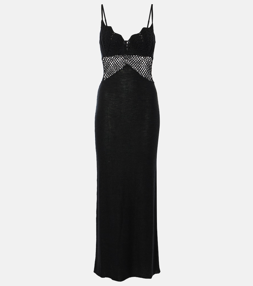 Staud Tara Crochet Trimmed Cotton Maxi Dress