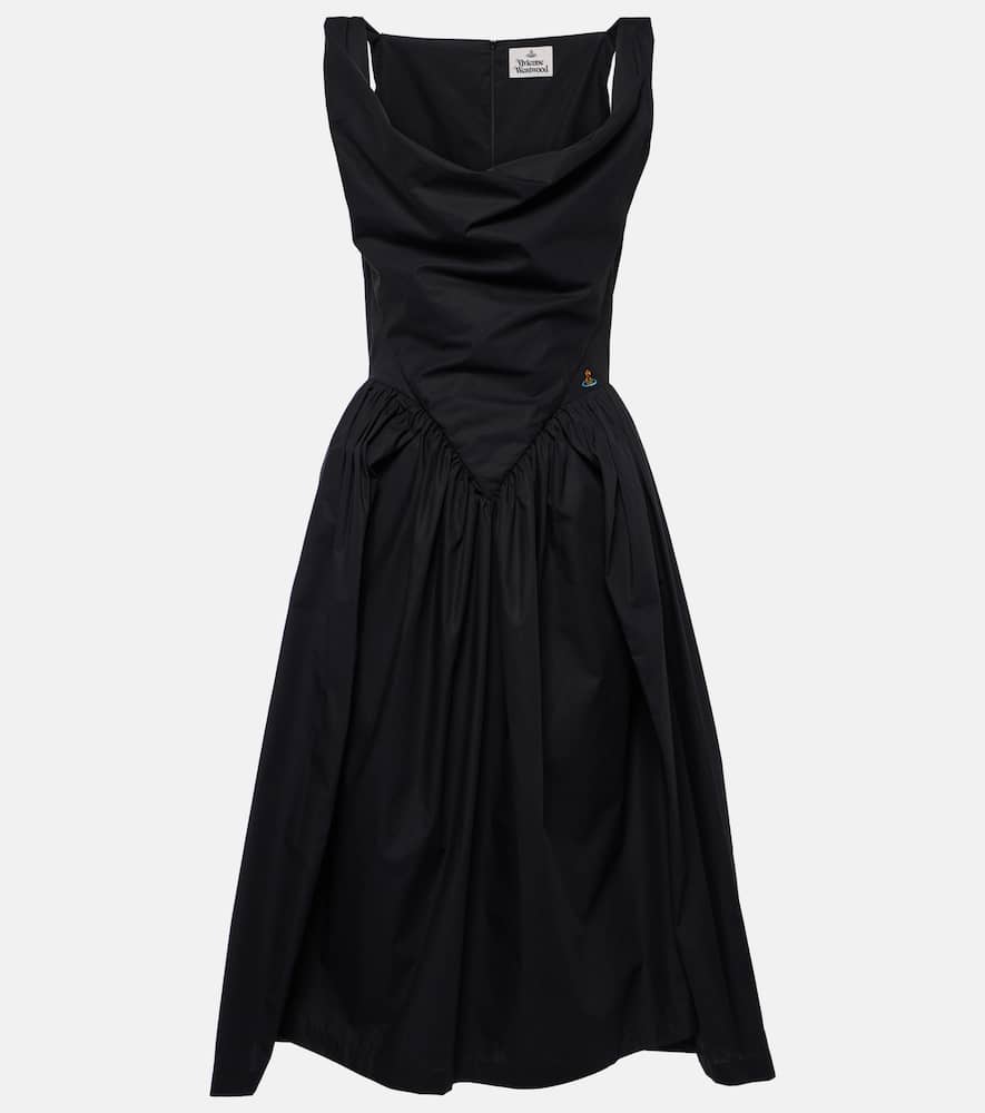 Vivienne Westwood Orb Embroidered Sleeveless Midi Dress In Black