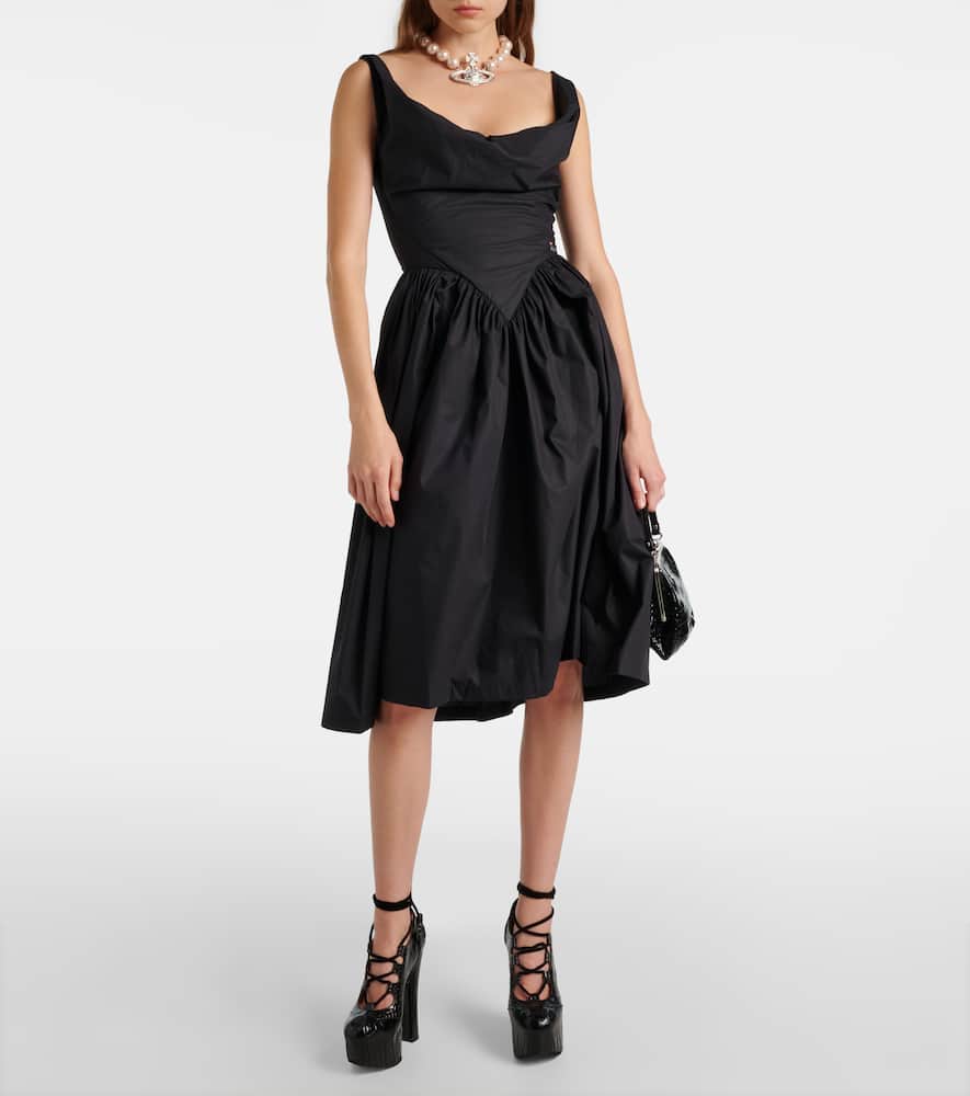 Vivienne Westwood Orb Embroidered Sleeveless Midi Dress In Black