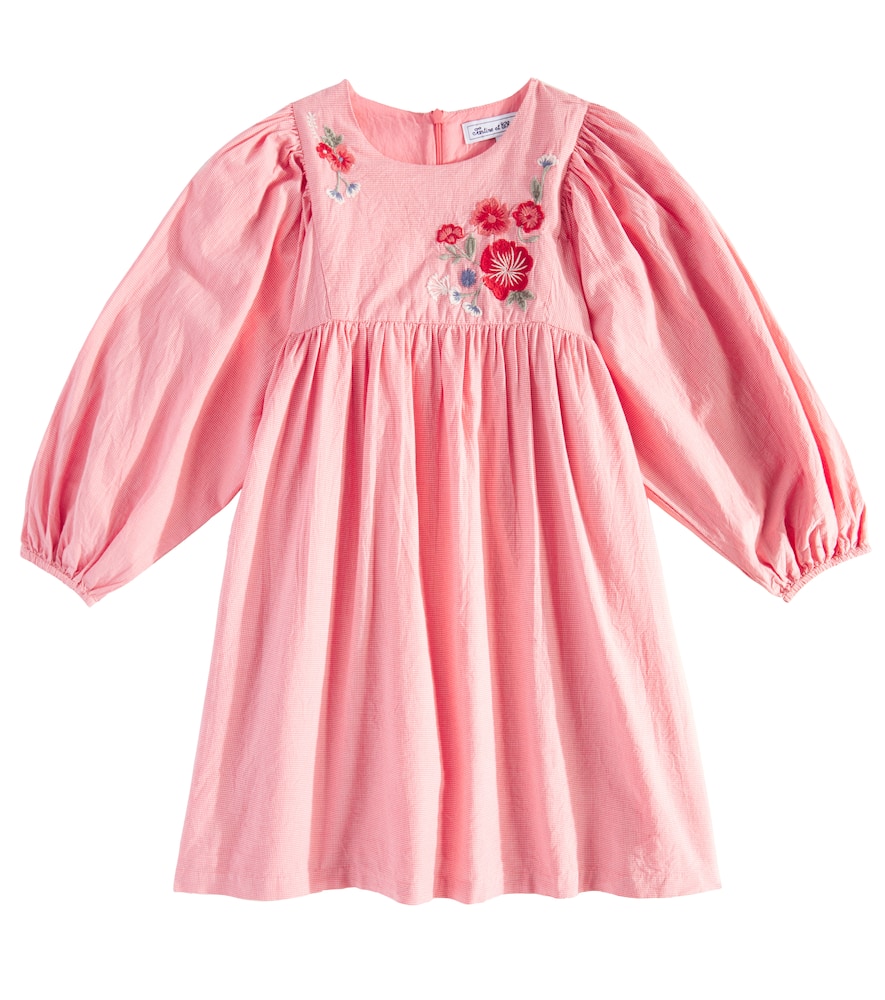 Tartine Et Chocolat Embroidered Gingham Cotton Dress In Pink